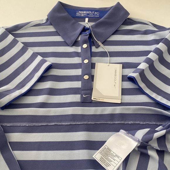 NWT NIKEGOLF FITDRY Polo Shirt Blue & Light Gray Stripes SZ S - Picture 4 of 4